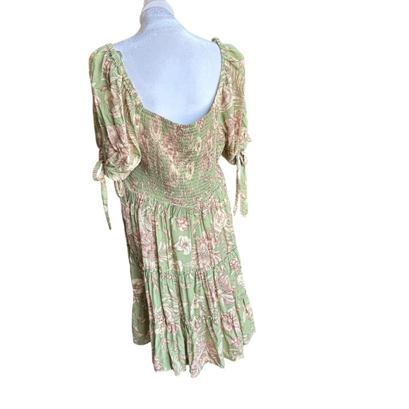AguaBendita Green Smocked Ruffled Midi Dress - Picture 3 of 5
